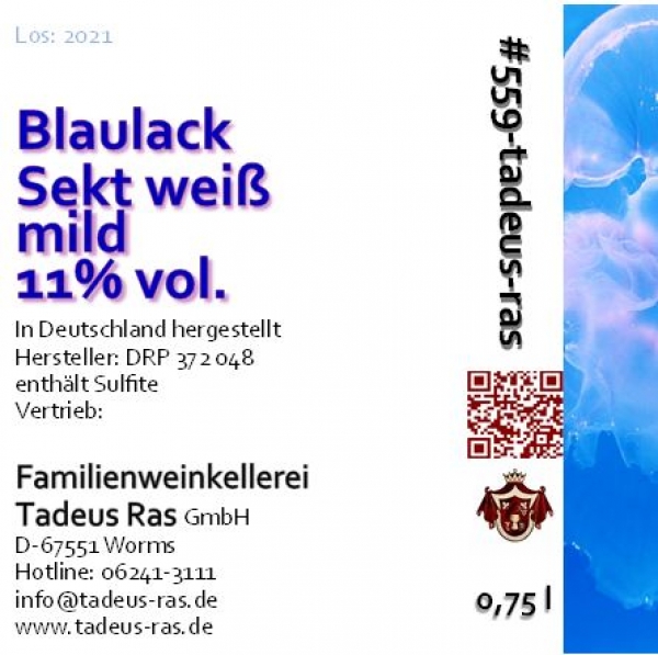Ras Blaulack Sekt weiß mild